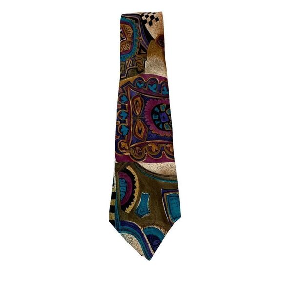 Pat‎ Argenti Vintage Silk Tie Cravatte Handmade Abstract Colorful 54” x 3-1/2” - Picture 2 of 8